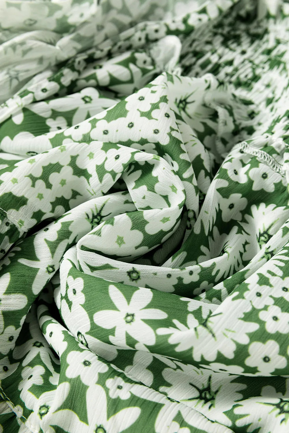 Ruffle Hem Floral Square Neck Long Sleeve Dress - Classique Collection