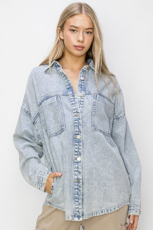 RISEN Button Up Long Sleeve Shacket - Classique Collection
