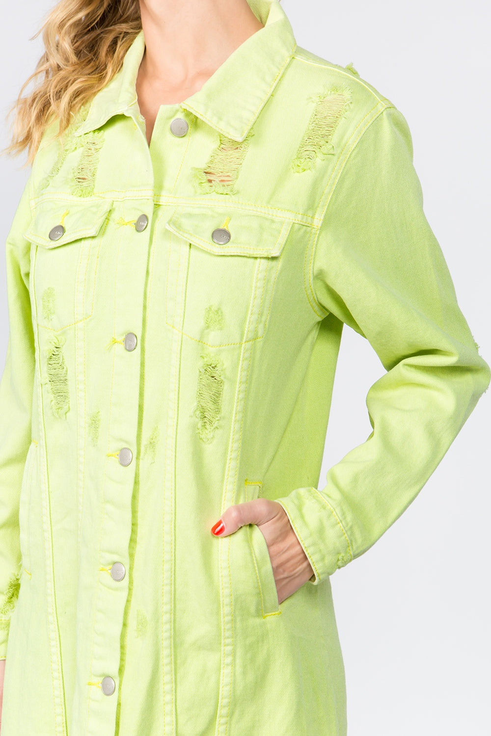 American Bazi Button Up Distressed Denim Dress - Classique Collection