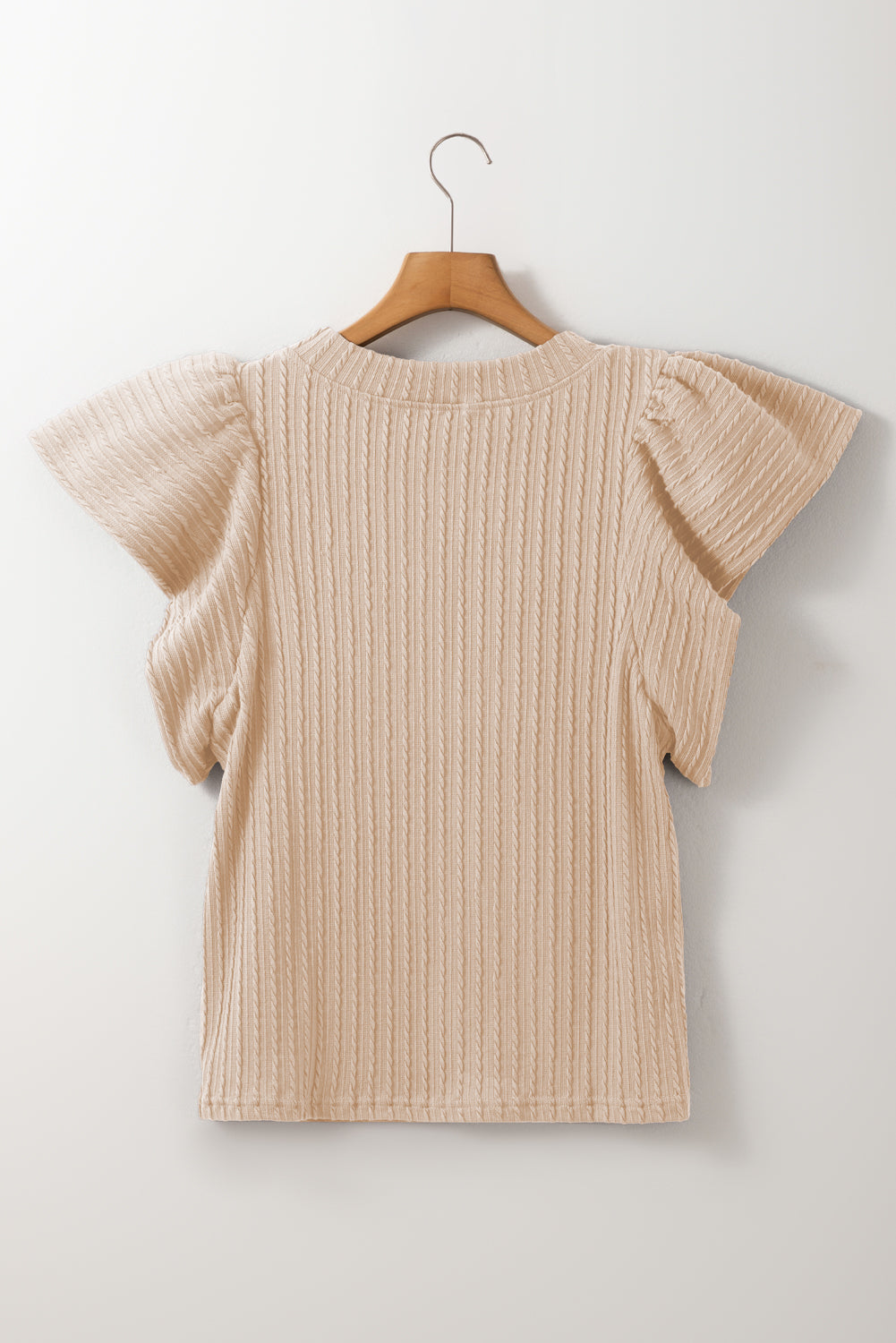 Texture Round Neck Cap Sleeve Top - ClassiQ