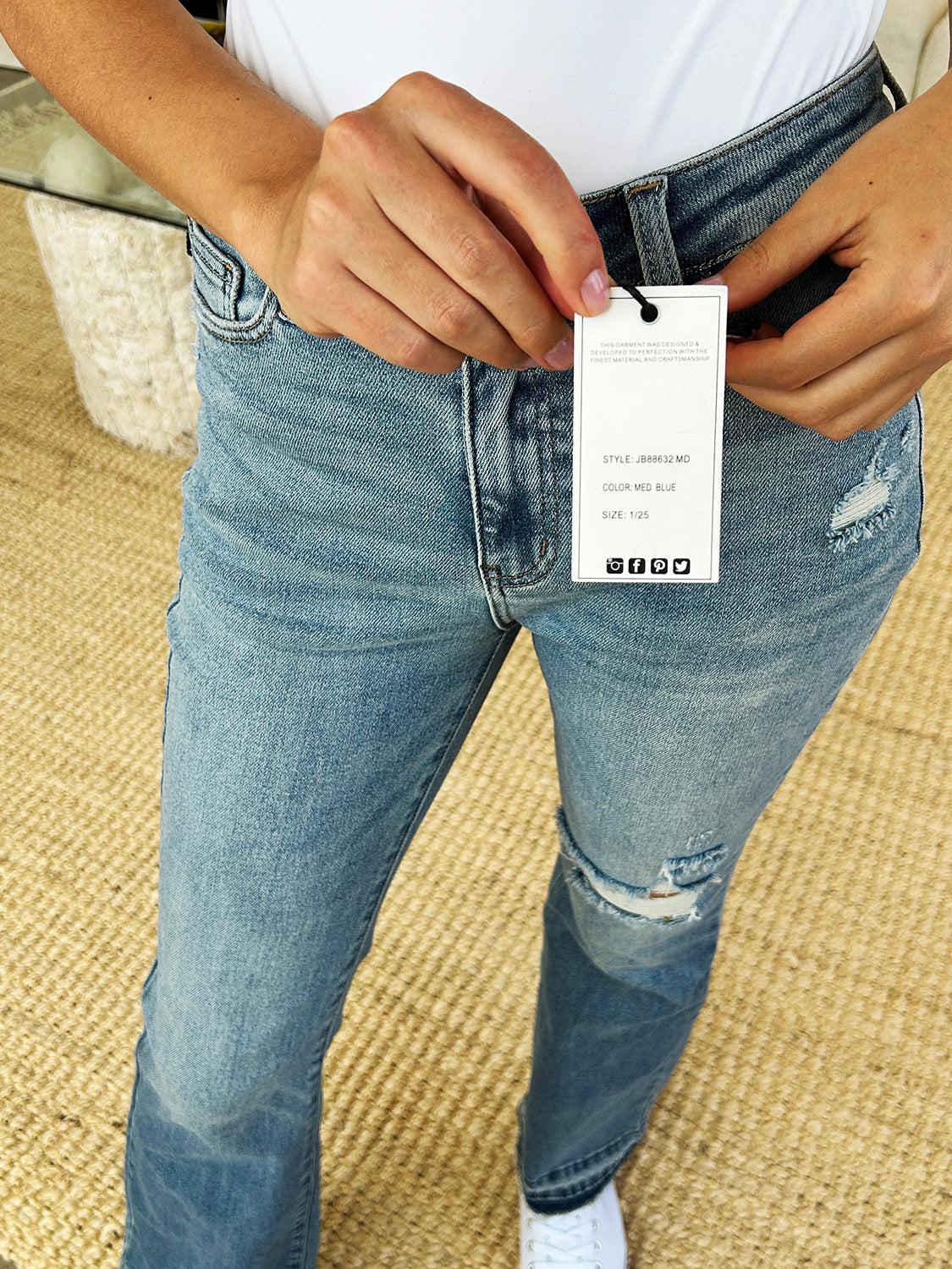 Judy Blue Full Size Mid Rise Destroyed Hem Distressed Jeans - Classique Collection