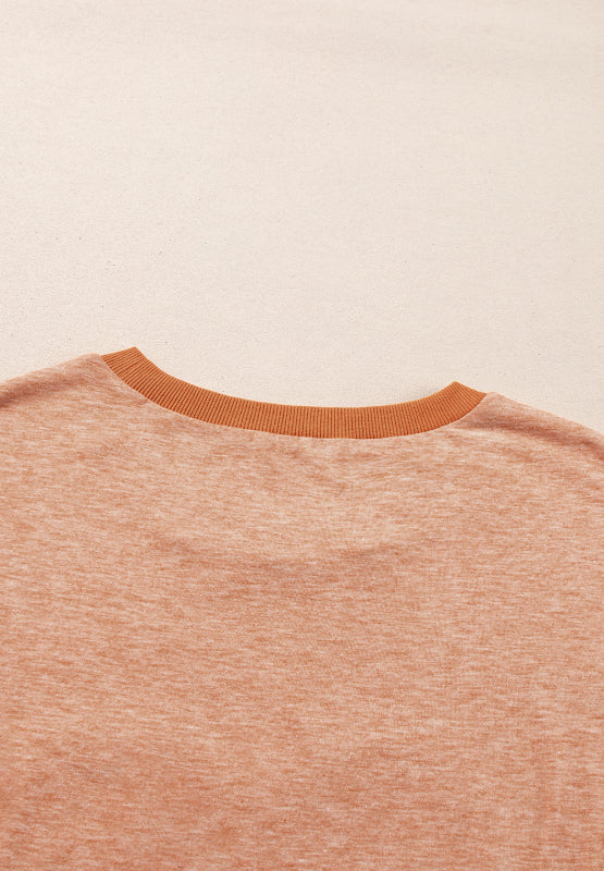 Stud Heart Patch Round Neck Short Sleeve T-Shirt - Classique Collection