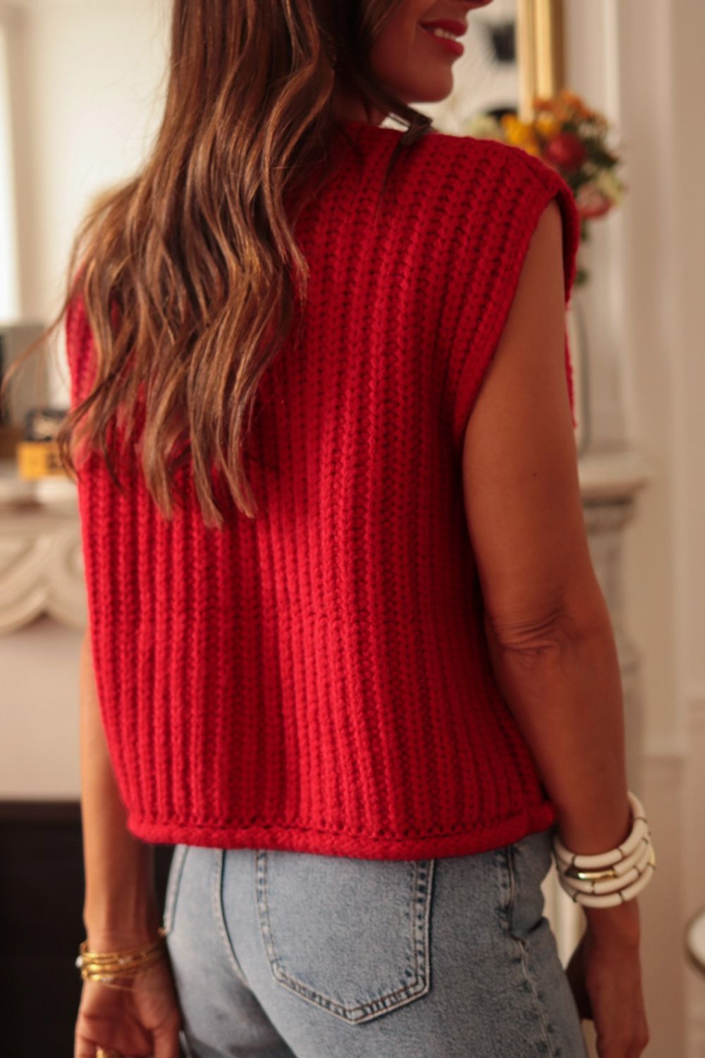 Button Down Sweater Vest with Pockets - ClassiQ