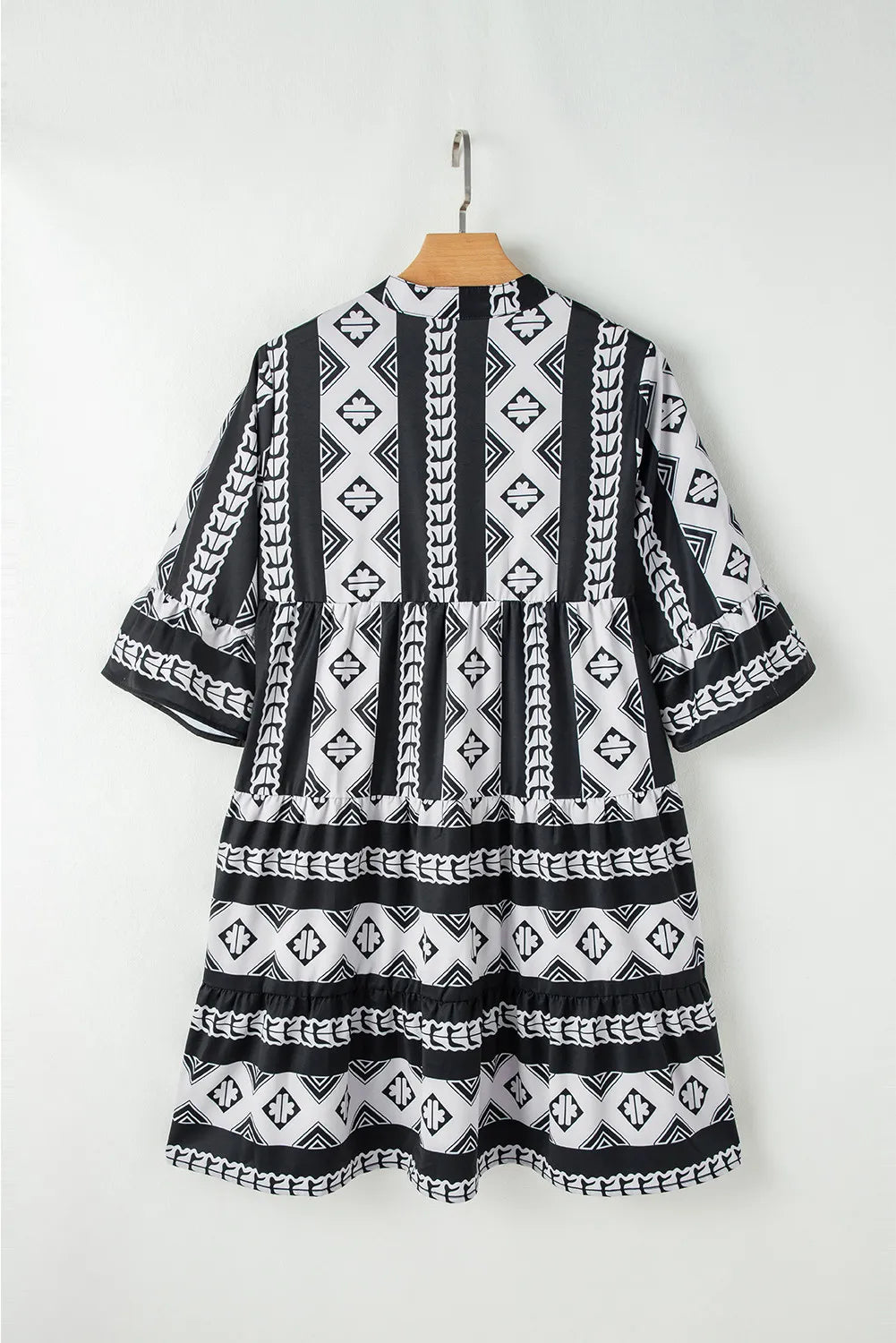 Tiered Printed Notched Half Sleeve Dress - Classique Collection