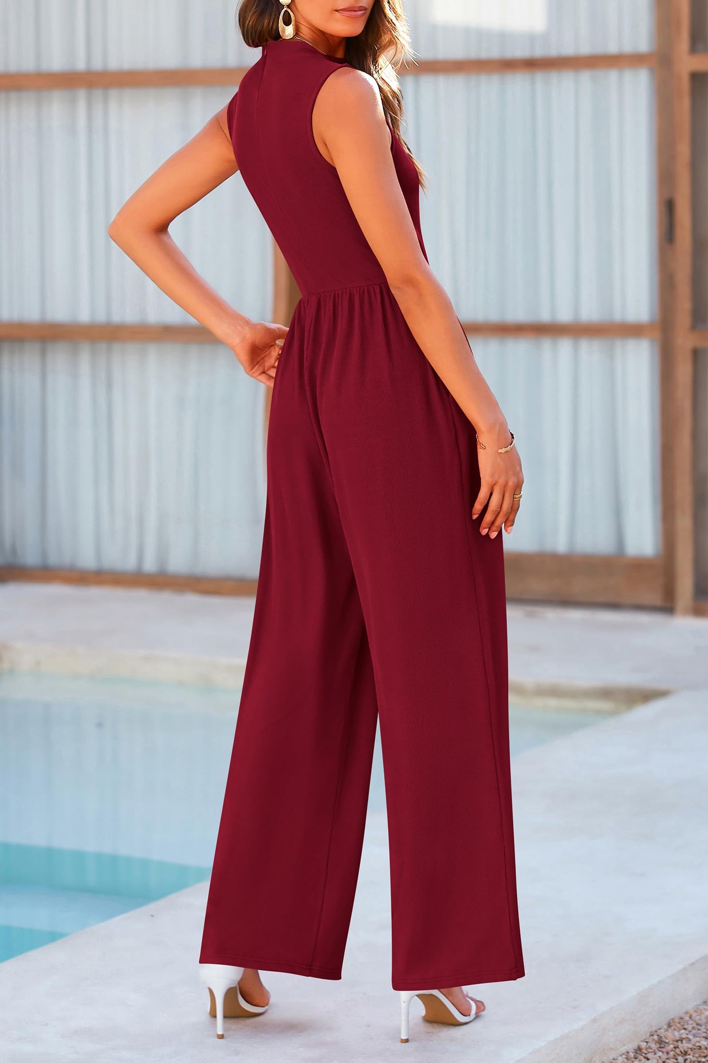 Mock Neck Sleeveless Wide Leg Jumpsuit - ClassiQ