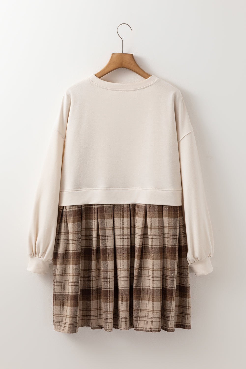 Plaid Round Neck Long Sleeve Mini Dress - Classique Collection