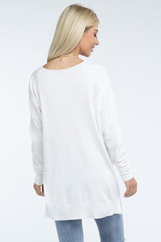 Hi-Low Hem Front Seam Sweater - Classique Collection