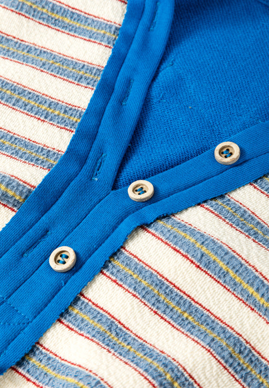 Striped Johnny Collar Long Sleeve Sweatshirt - Classique Collection