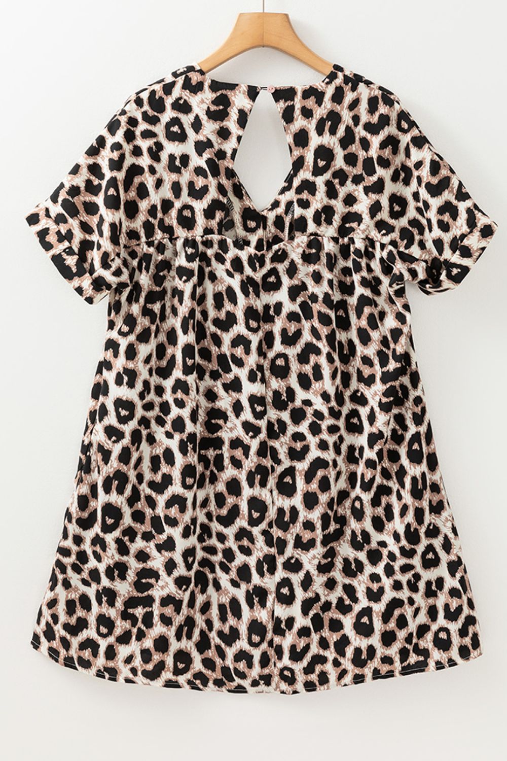 Cutout Back Leopard V-Neck Short Sleeve Mini Dress - Classique Collection