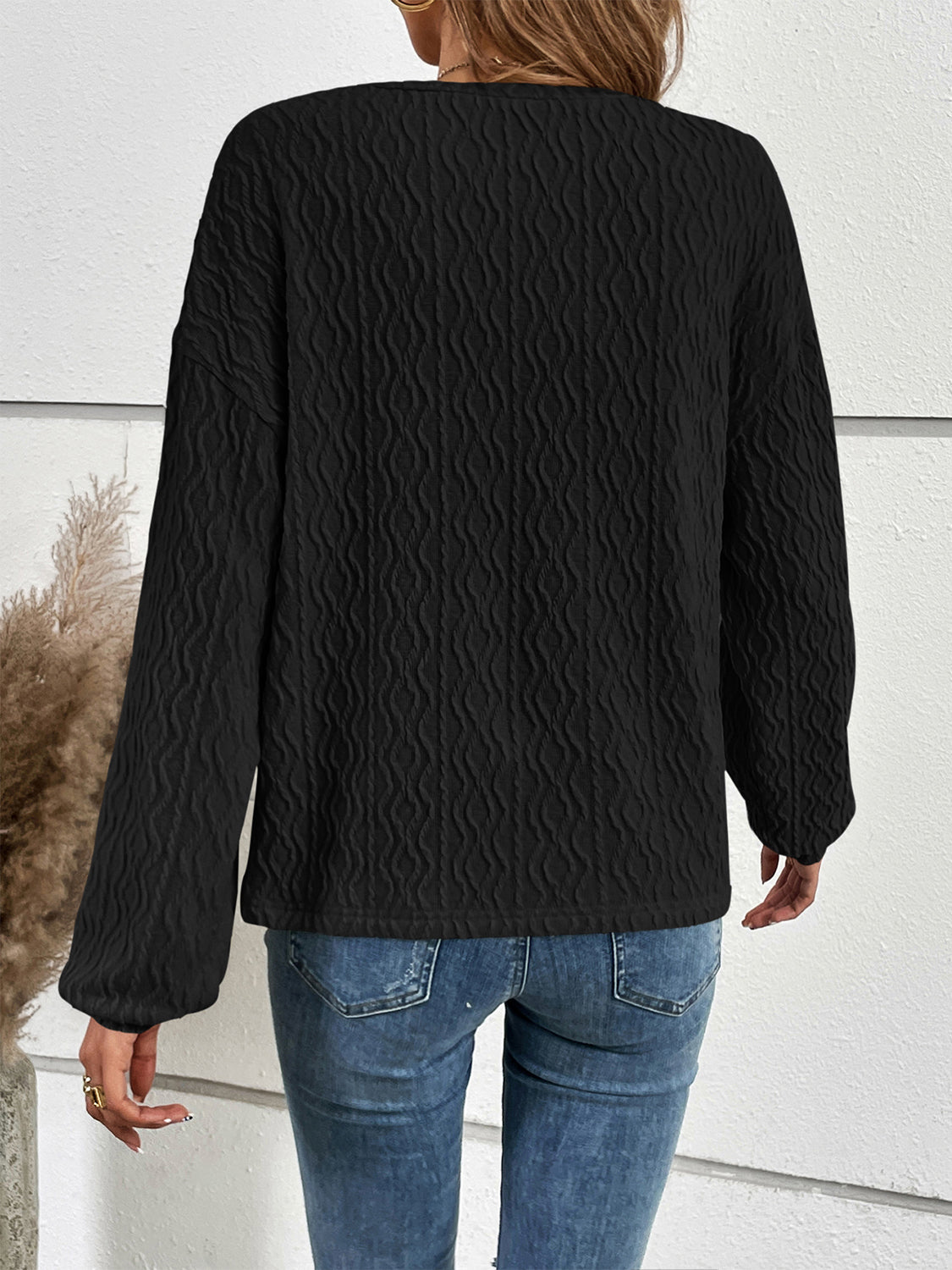 Ivy Lane Half Button Long Sleeve Top - ClassiQ