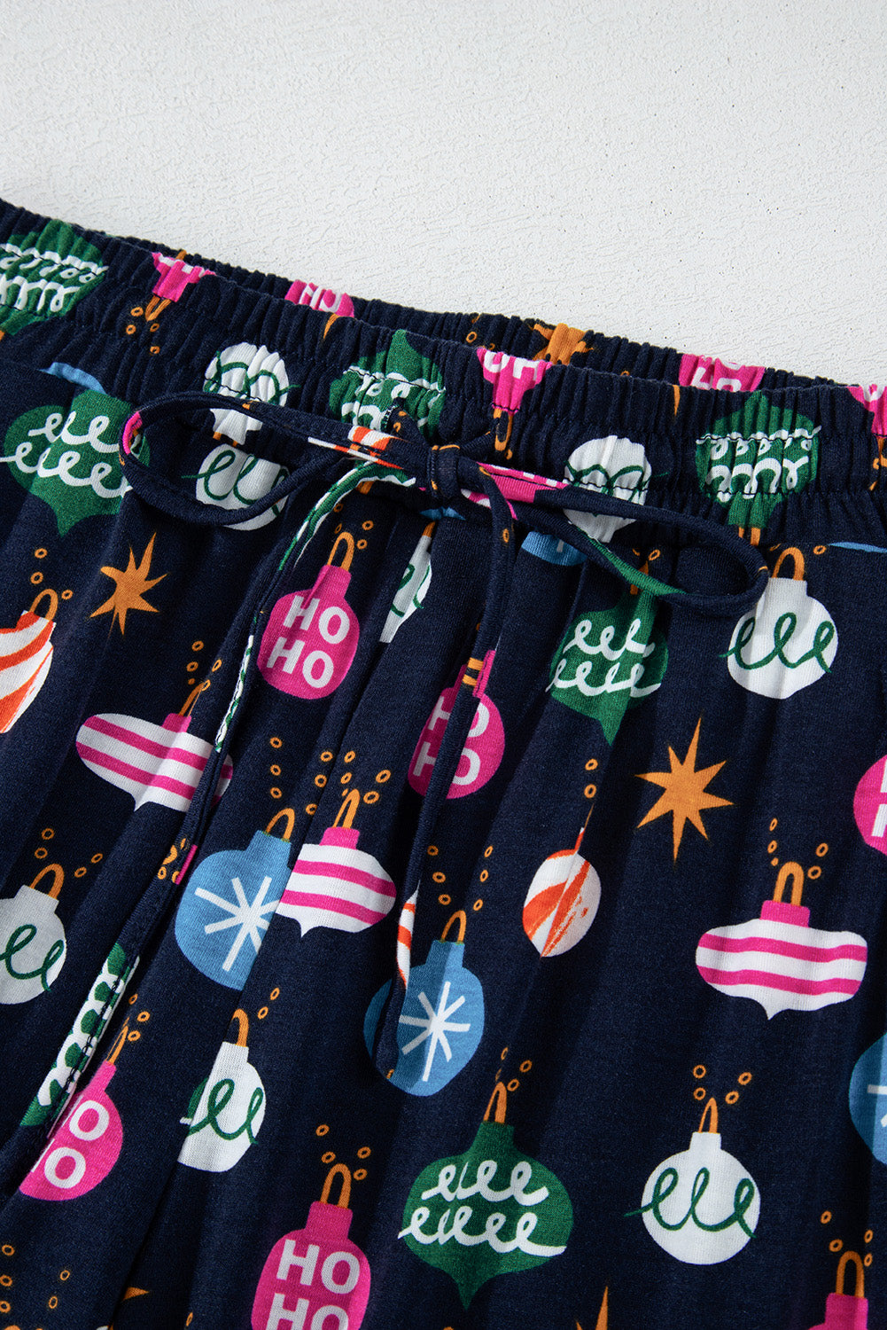 Christmas Lights Print Collared Neck Top and Pants Set - ClassiQ