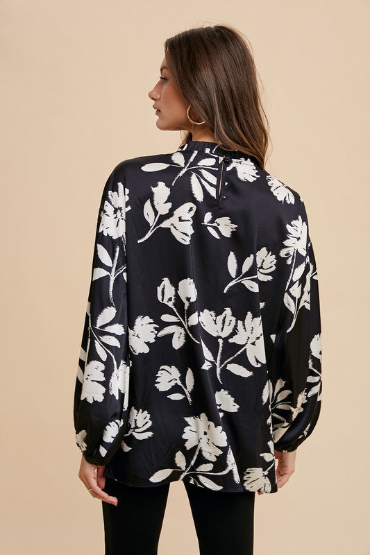 Annie Wear Frill Printed Balloon Sleeve Blouse - ClassiQ