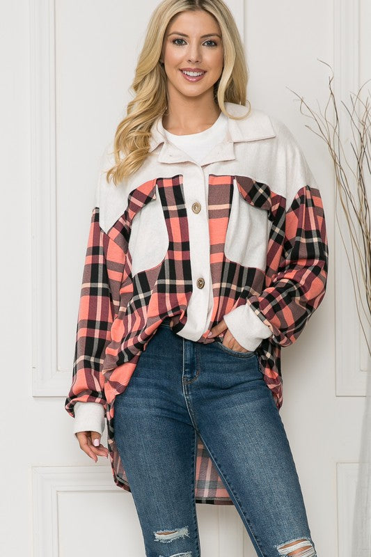 Oversized Mixed Media Knit Shacket - Classique Collection