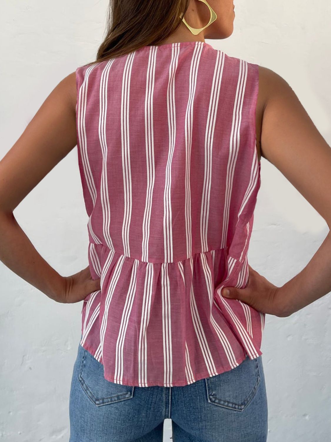 Tied Striped Round Neck Tank - Classique Collection