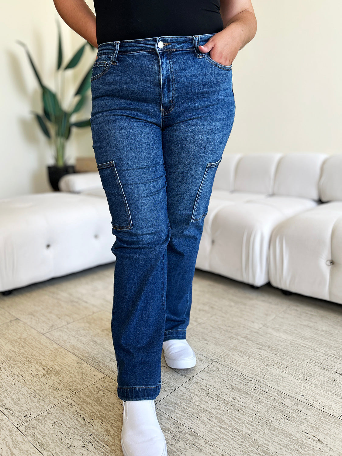 Judy Blue Full Size High Waist Cargo Jeans - Classique Collection