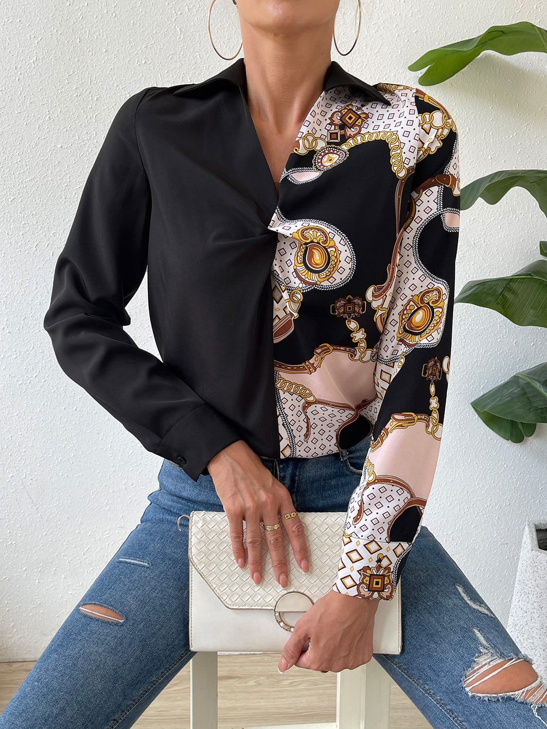 Twist Front Collared Blouse - Classique Collection