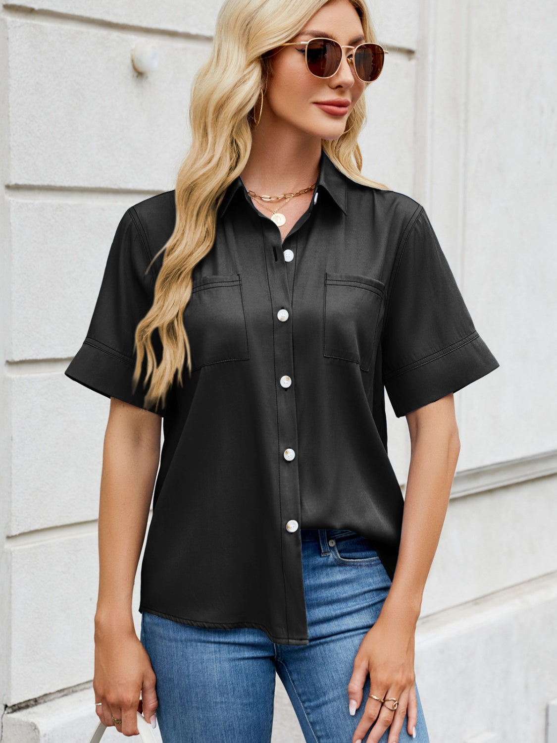 Collared Neck Short Sleeve Shirt - Classique Collection