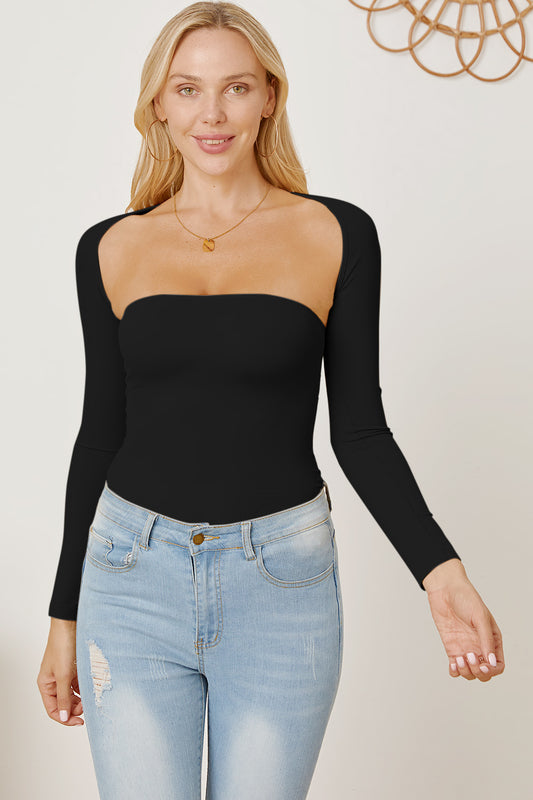 Cutout Raglan Sleeve Bolero and Tube Top - Classique Collection