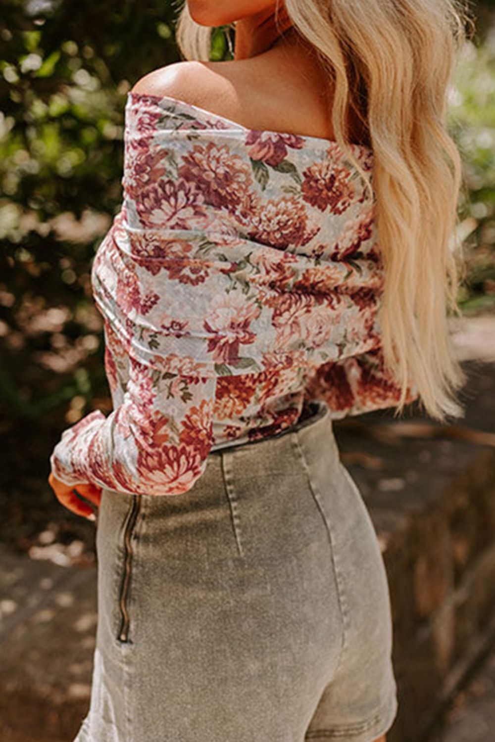 Floral Off-Shoulder Long Sleeve Bodysuit - Classique Collection