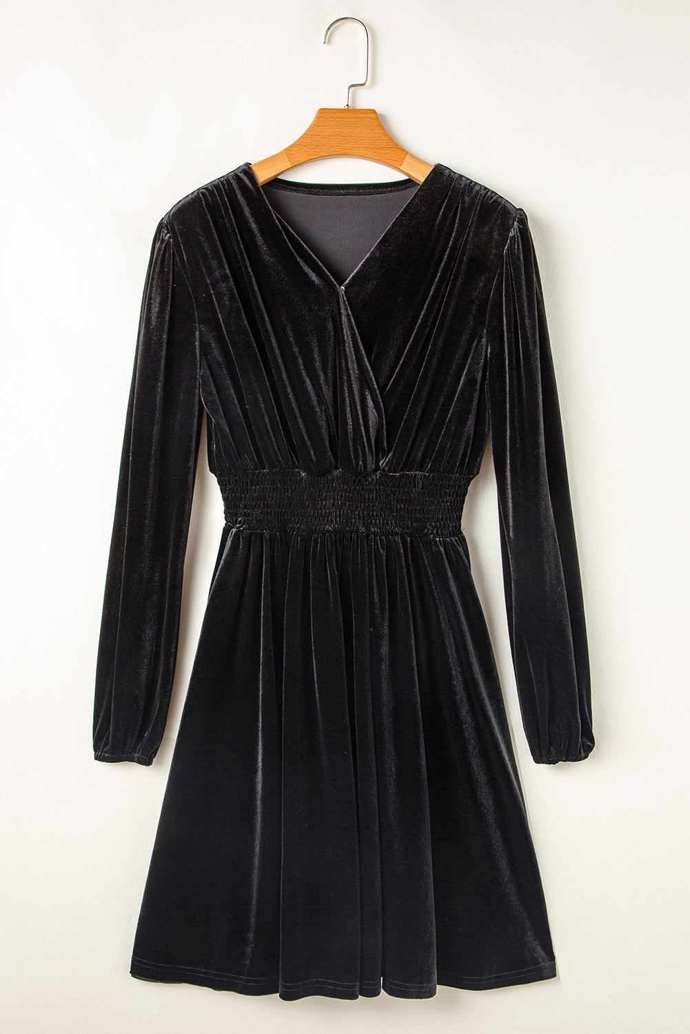 Surplice Long Sleeve Velvet Dress - Classique Collection