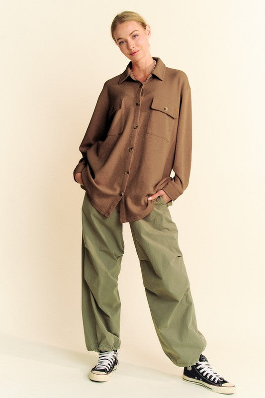 Davi & Dani Waffle-Knit Button Down Shirt - Classique Collection