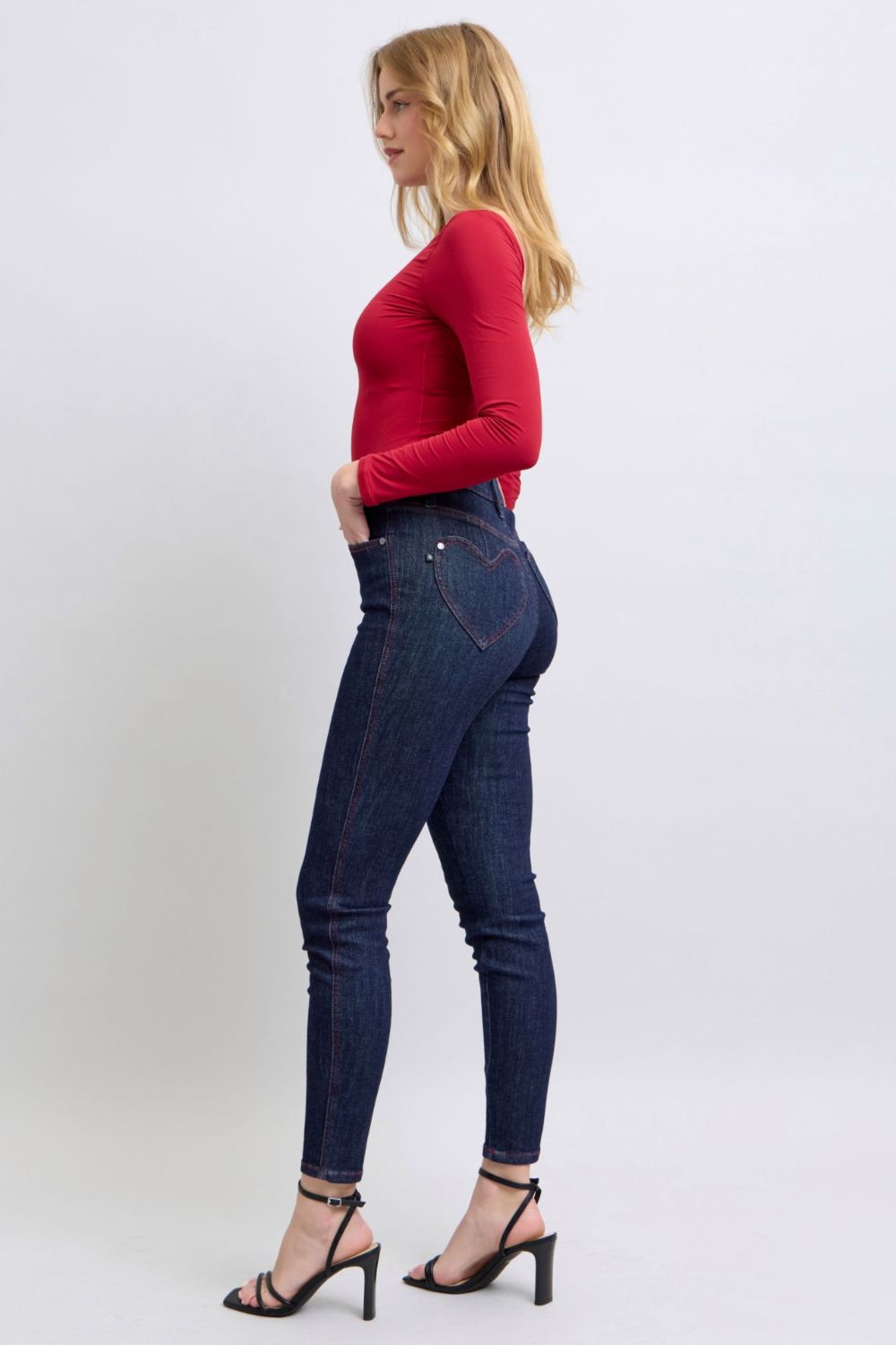 Judy Blue Full Size Heart Shaped Back Pockets Skinny Jeans - Classique Collection