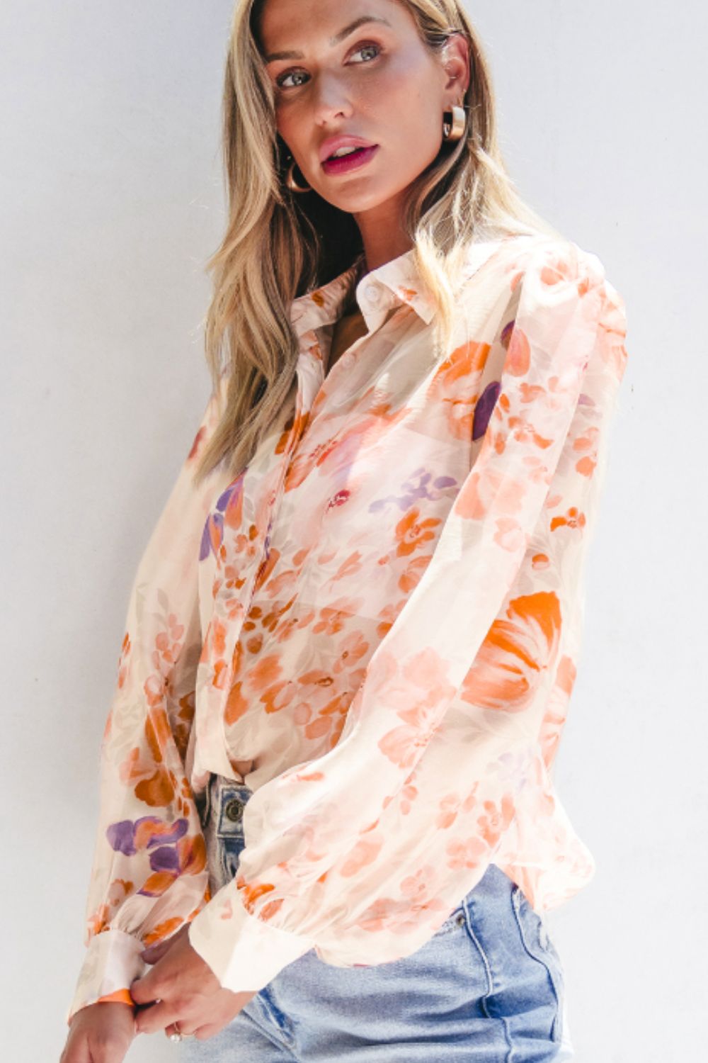 Printed Collared Neck Long Sleeve Shirt - Classique Collection