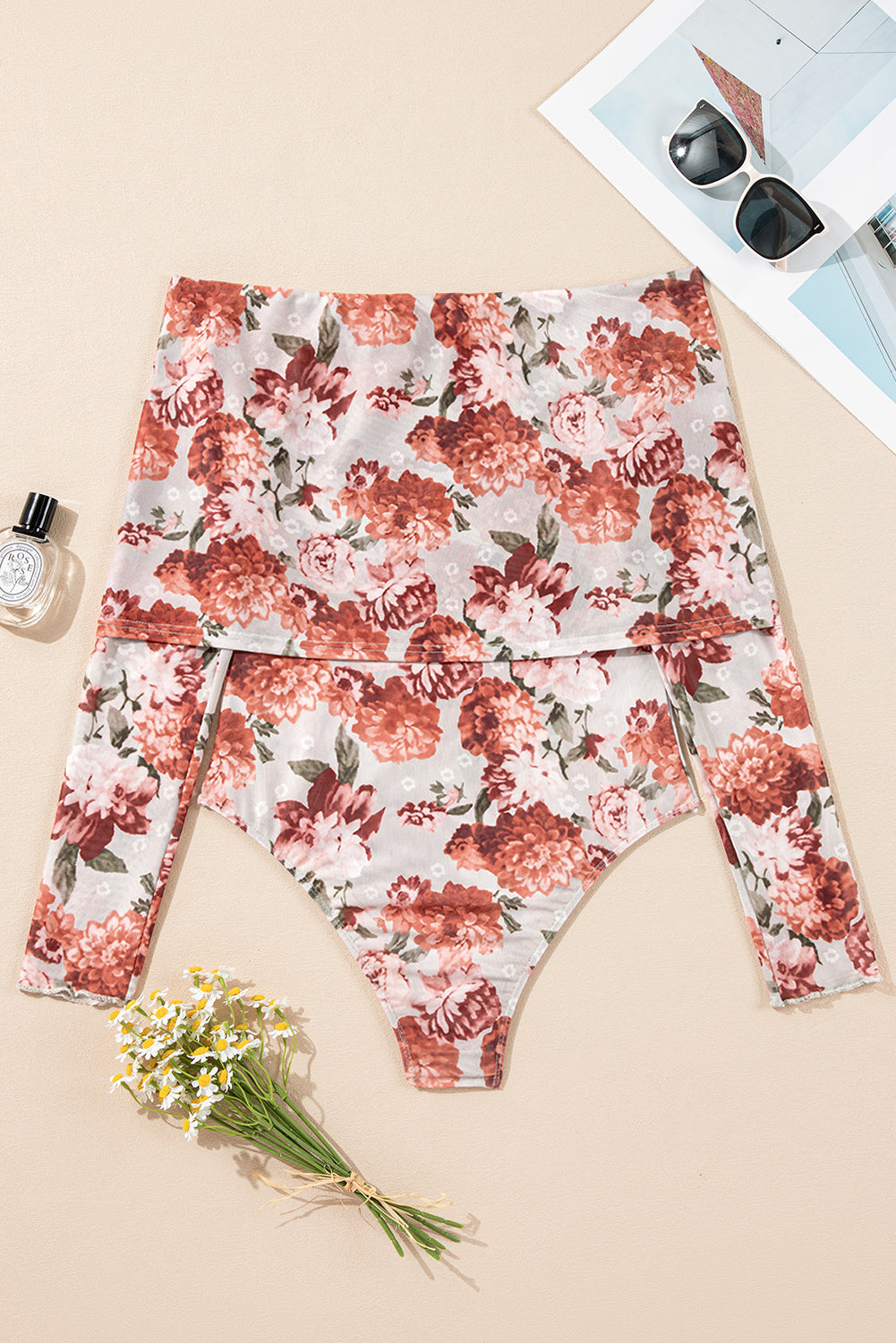 Floral Off-Shoulder Long Sleeve Bodysuit - Classique Collection