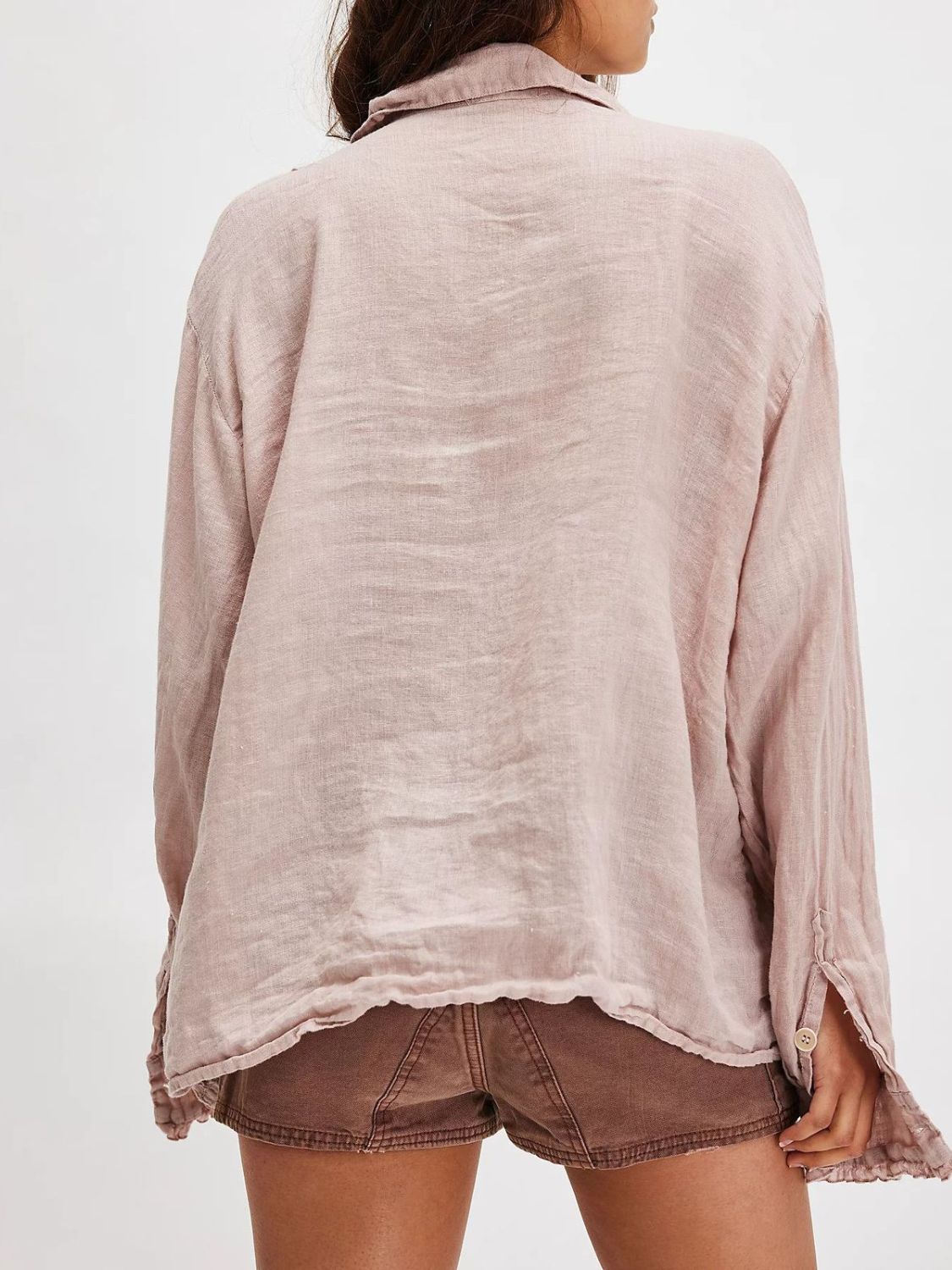 Frill Ruched Collared Neck Long Sleeve Shirt - Classique Collection