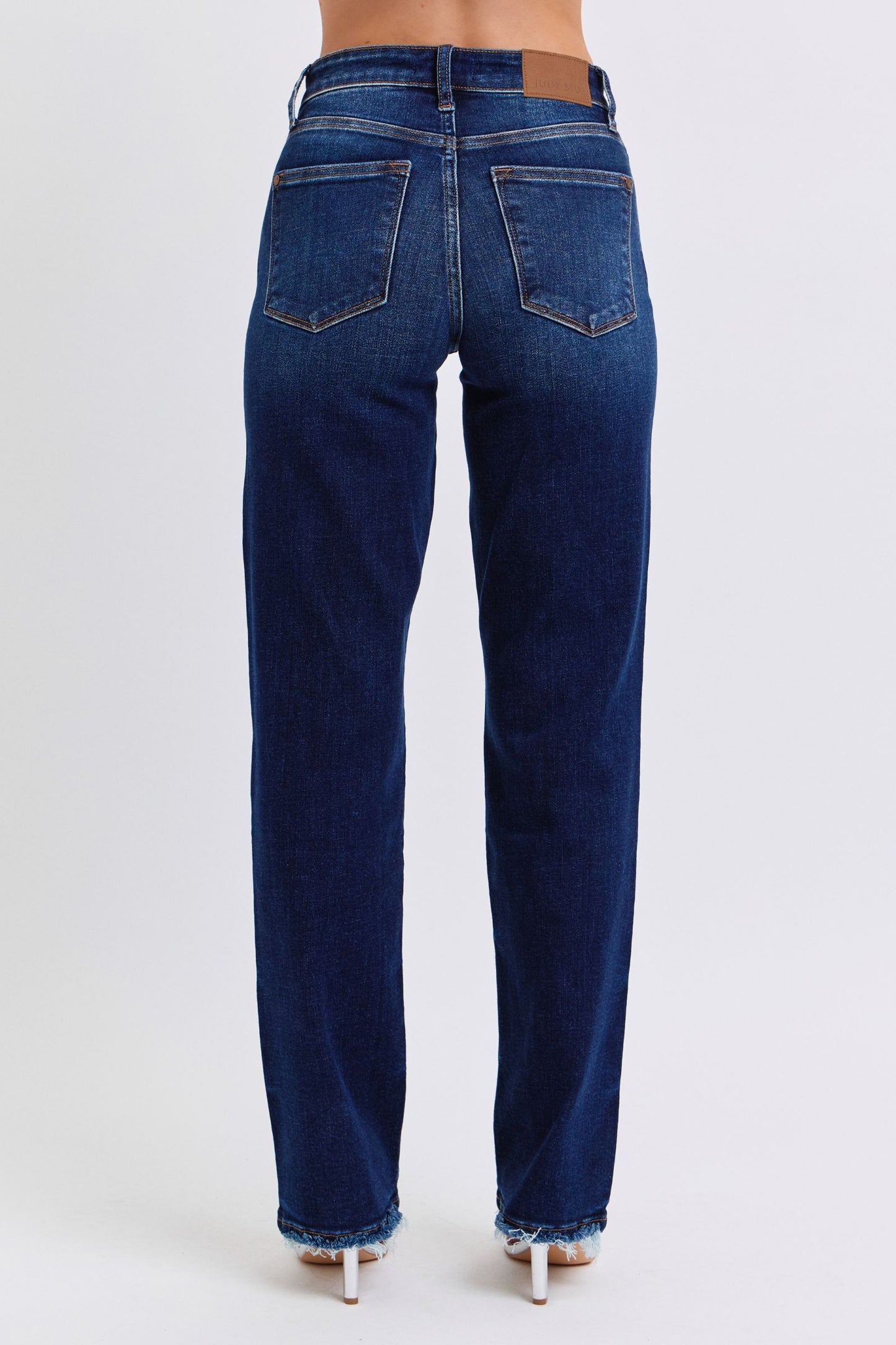 Judy Blue Full Size Raw Hem Straight Leg Jeans - Classique Collection