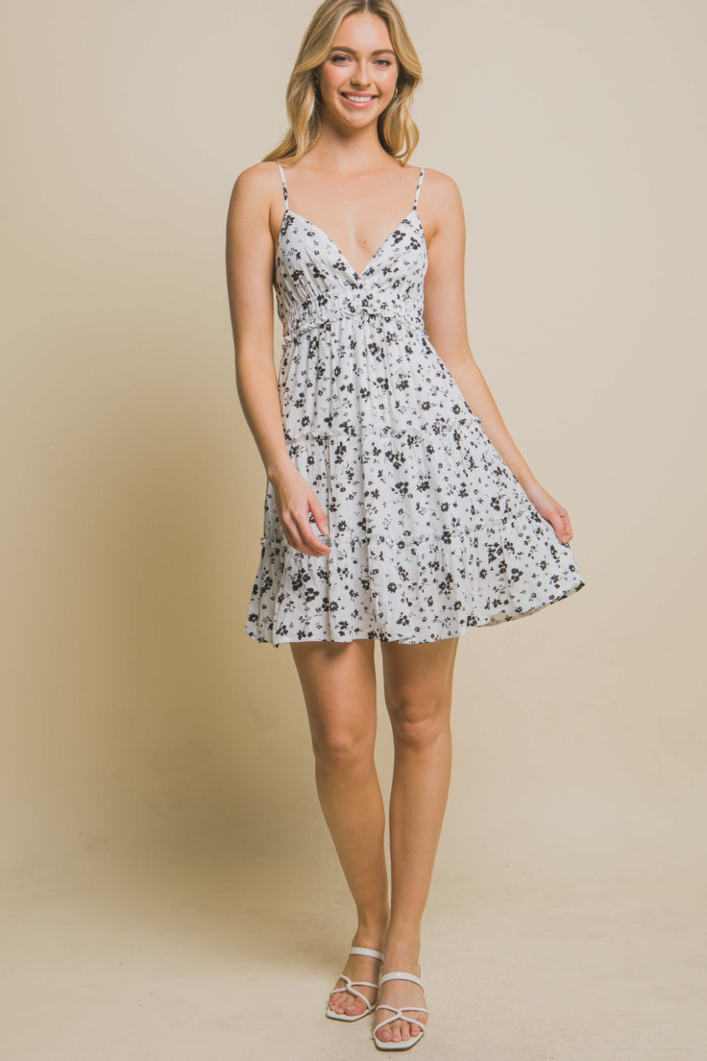Love Tree Floral Tiered Cami Mini Dress - ClassiQ
