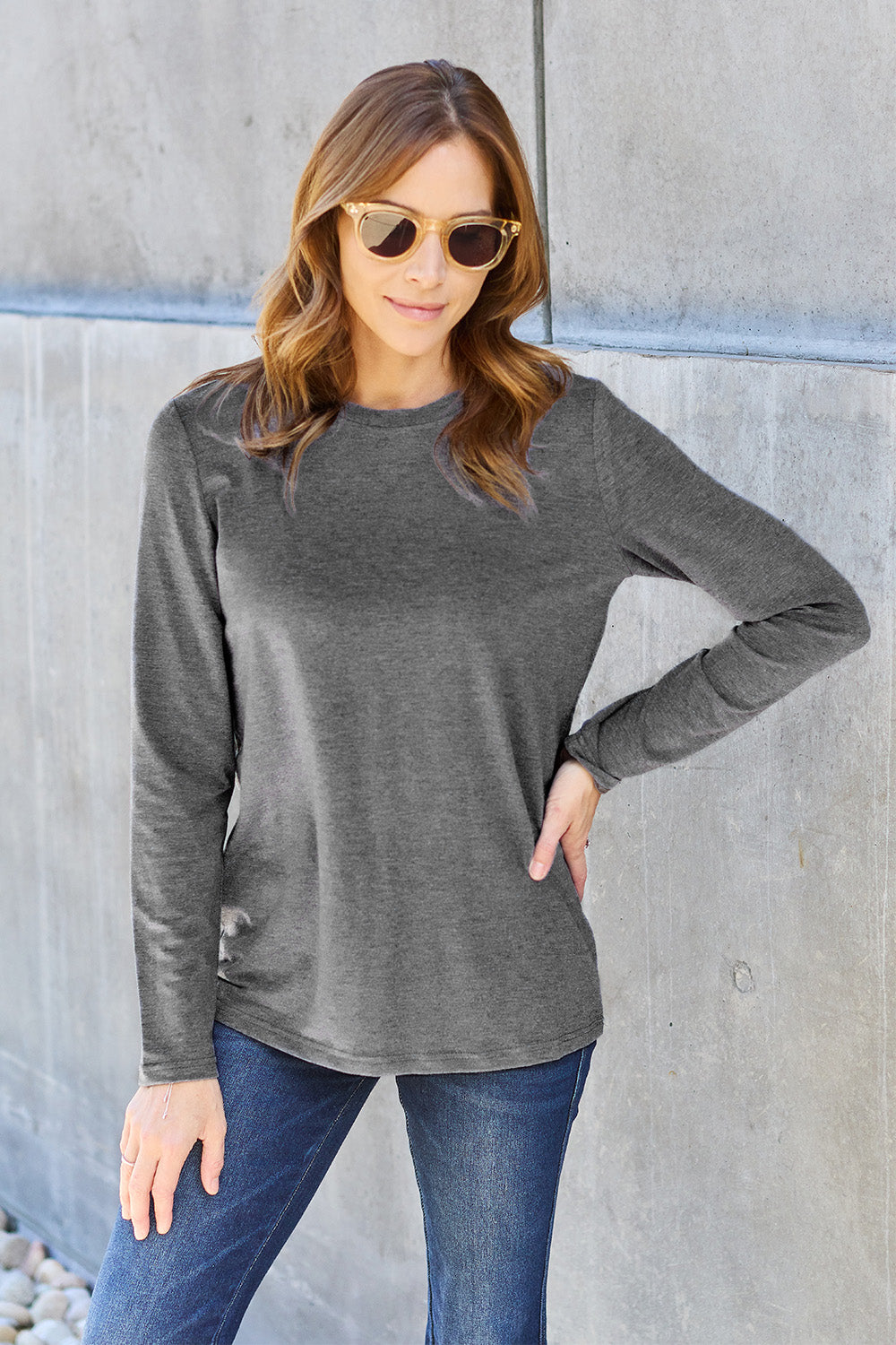 Basic Bae Full Size Round Neck Long Sleeve Top - Classique Collection