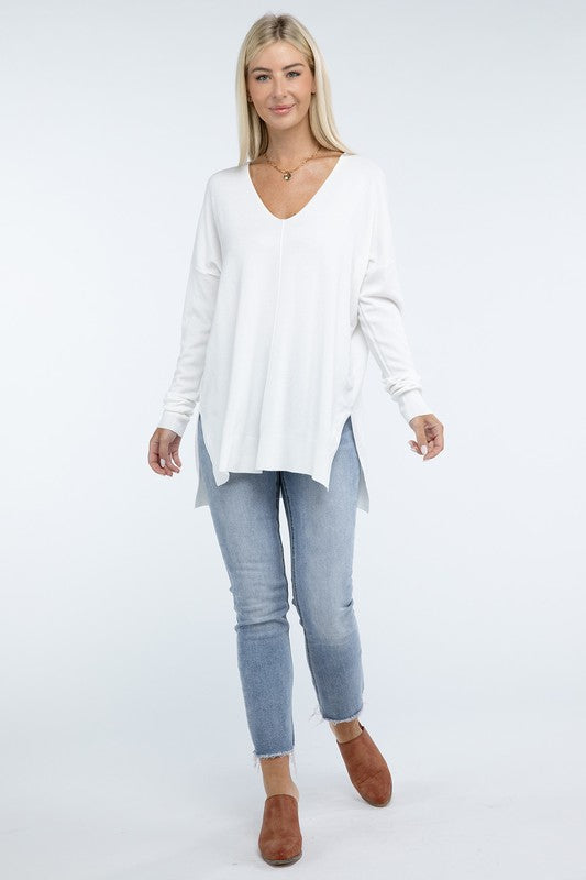 Hi-Low Hem Front Seam Sweater - Classique Collection