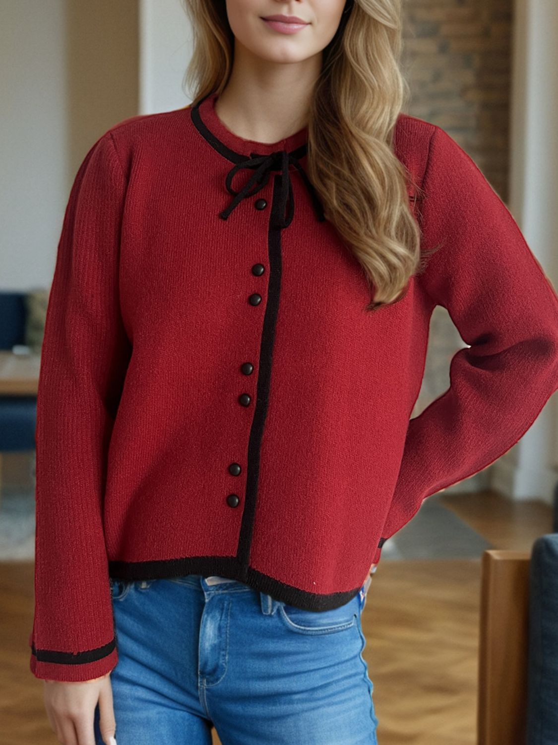 Button Down Long Sleeve Cardigan - ClassiQ