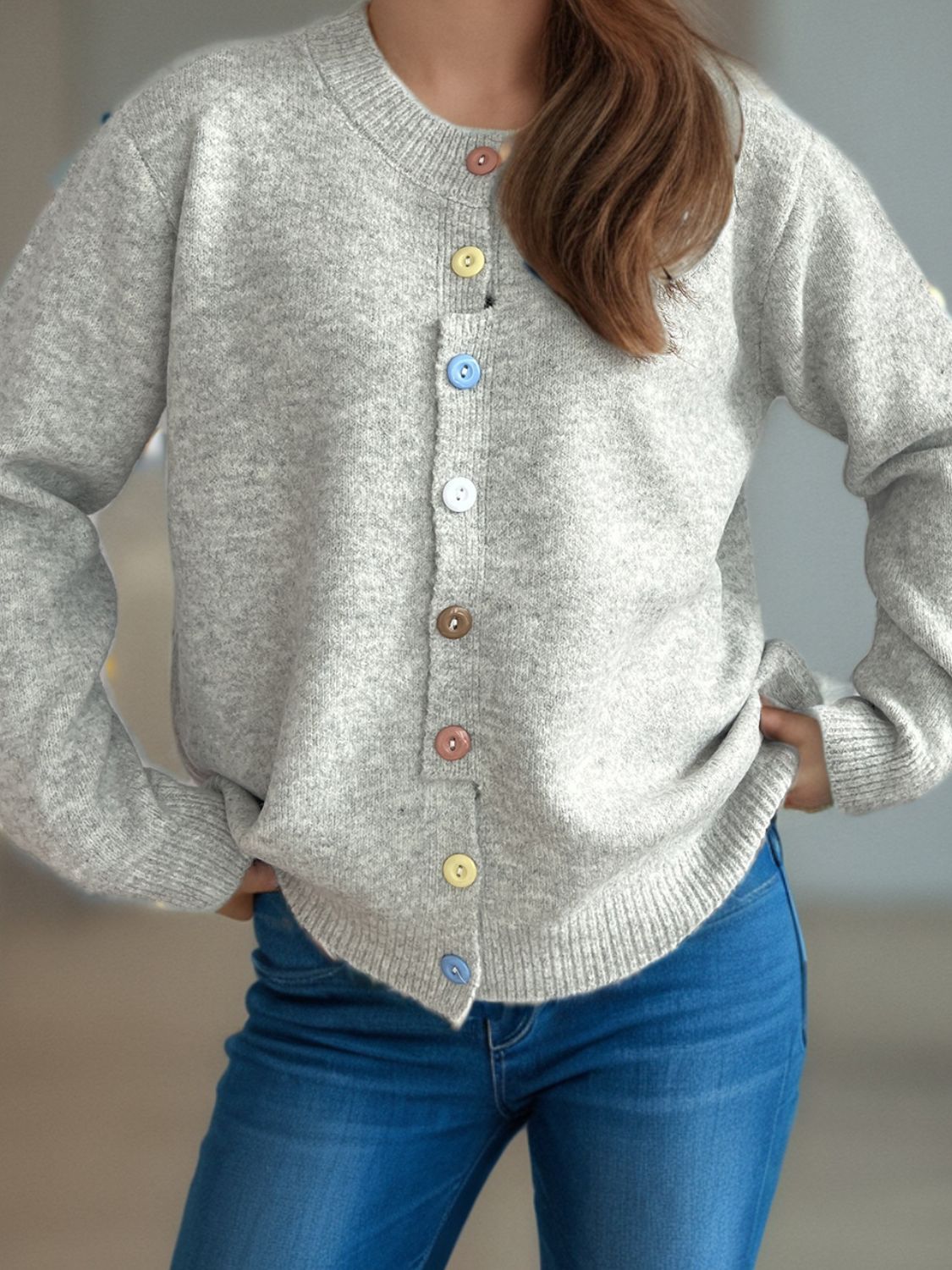Button Down Long Sleeve Cardigan - ClassiQ