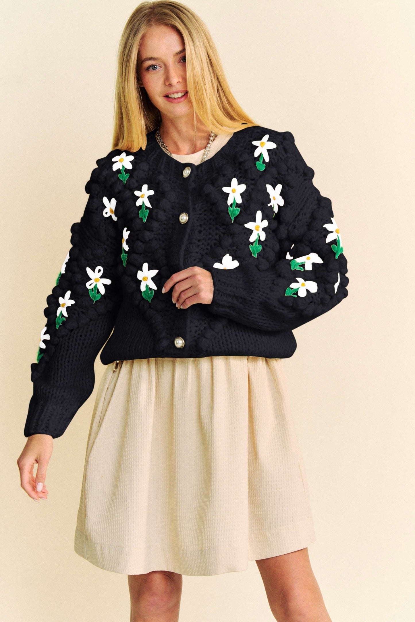 Davi & Dani Floral Pattern Button Down Cardigan - Classique Collection