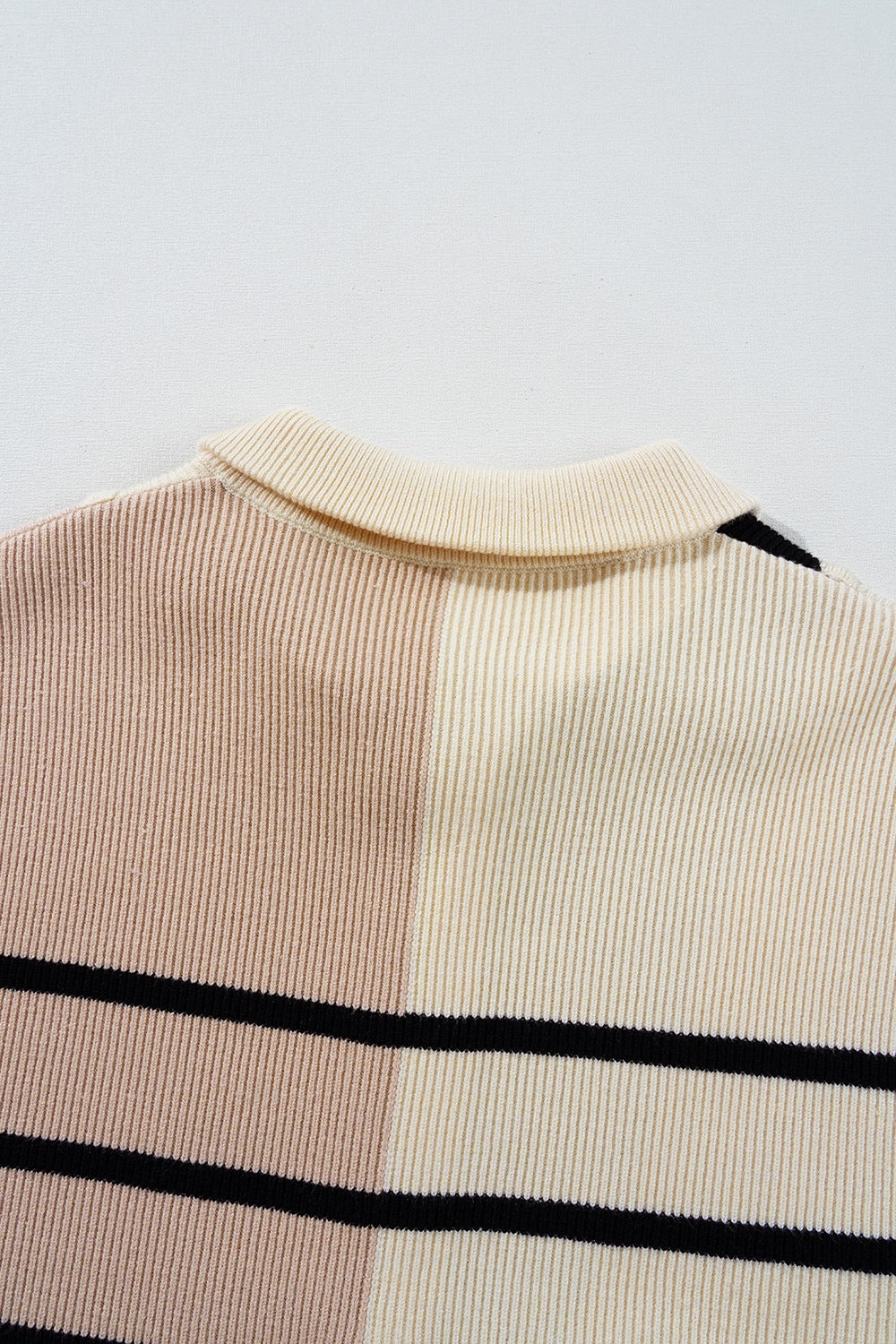 Striped Quarter Zip Cap Sleeve Sweater Dress - ClassiQ