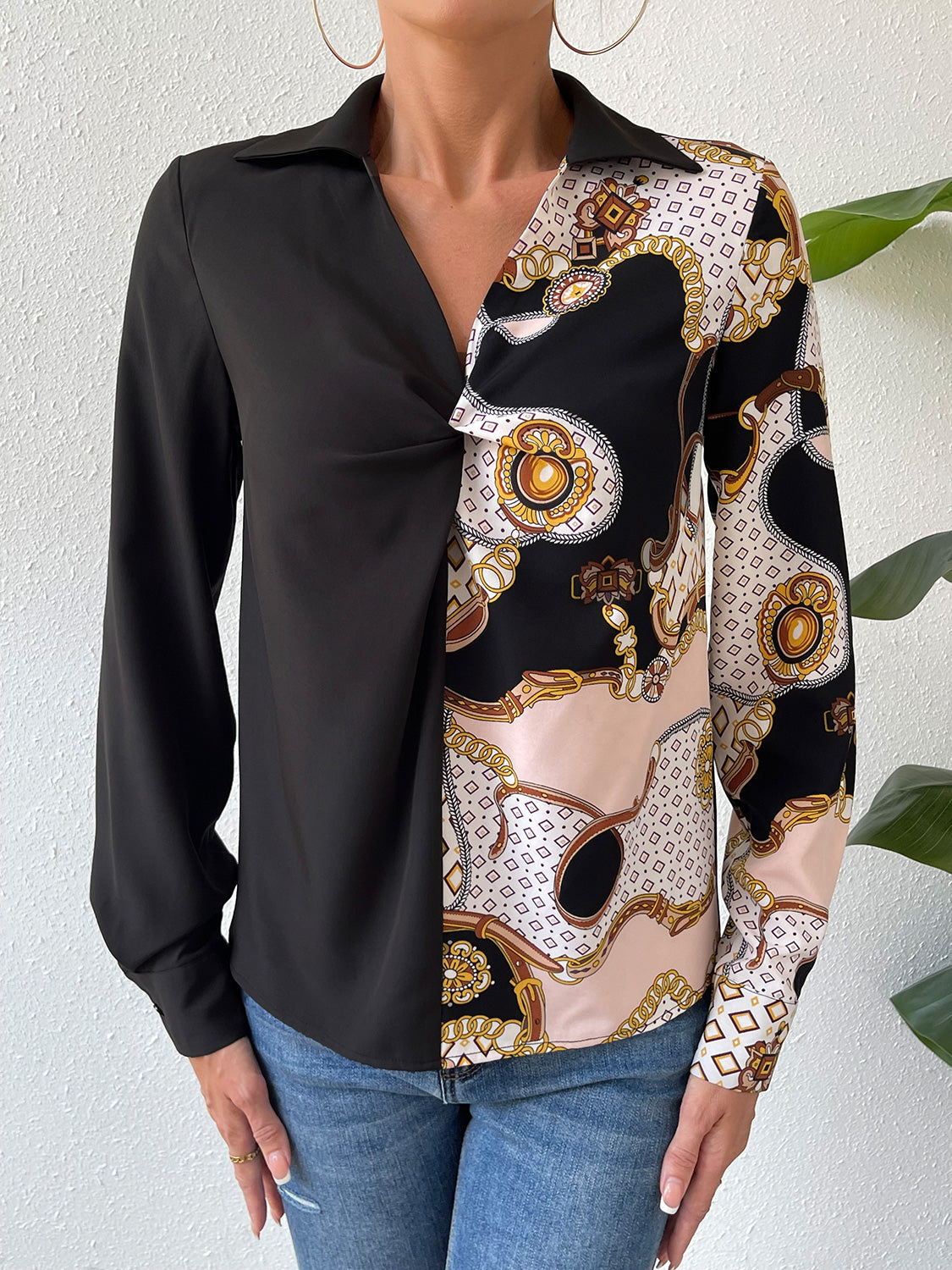 Twist Front Collared Blouse - Classique Collection