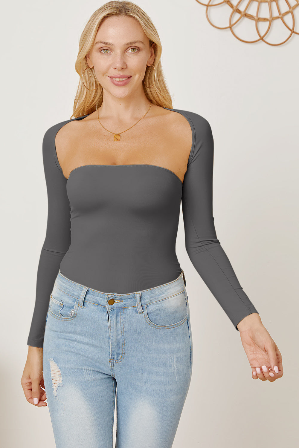 Cutout Raglan Sleeve Bolero and Tube Top - Classique Collection