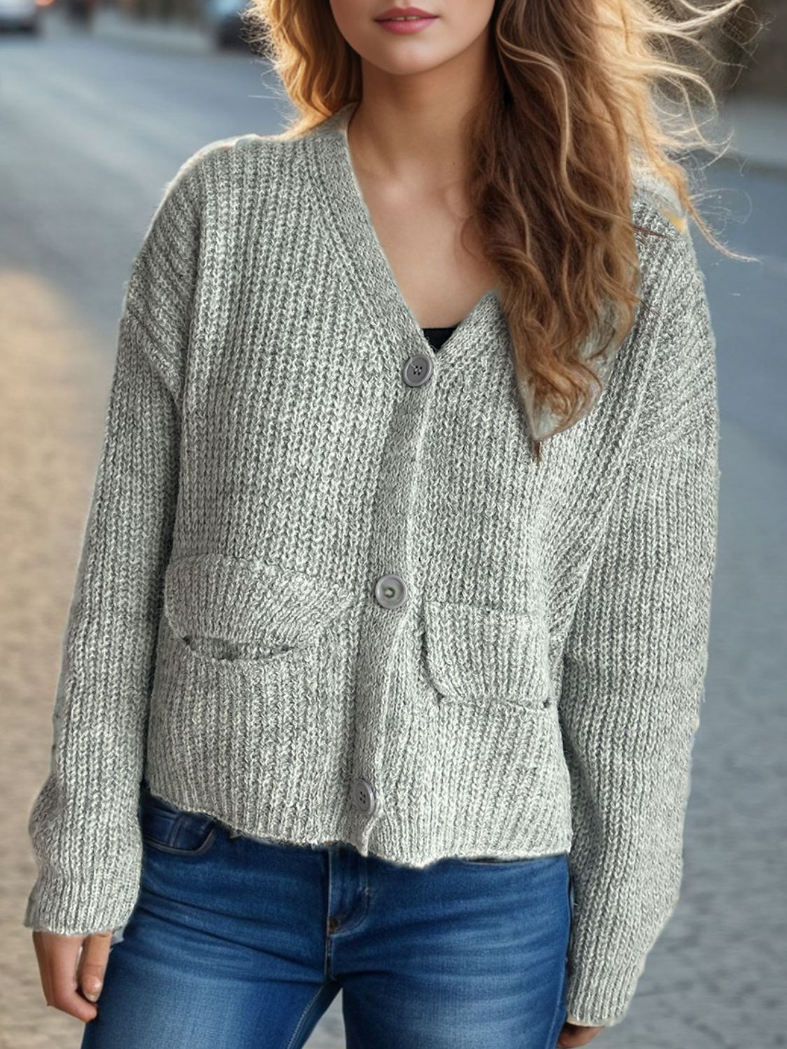 Button Down Long Sleeve Cardigan - ClassiQ