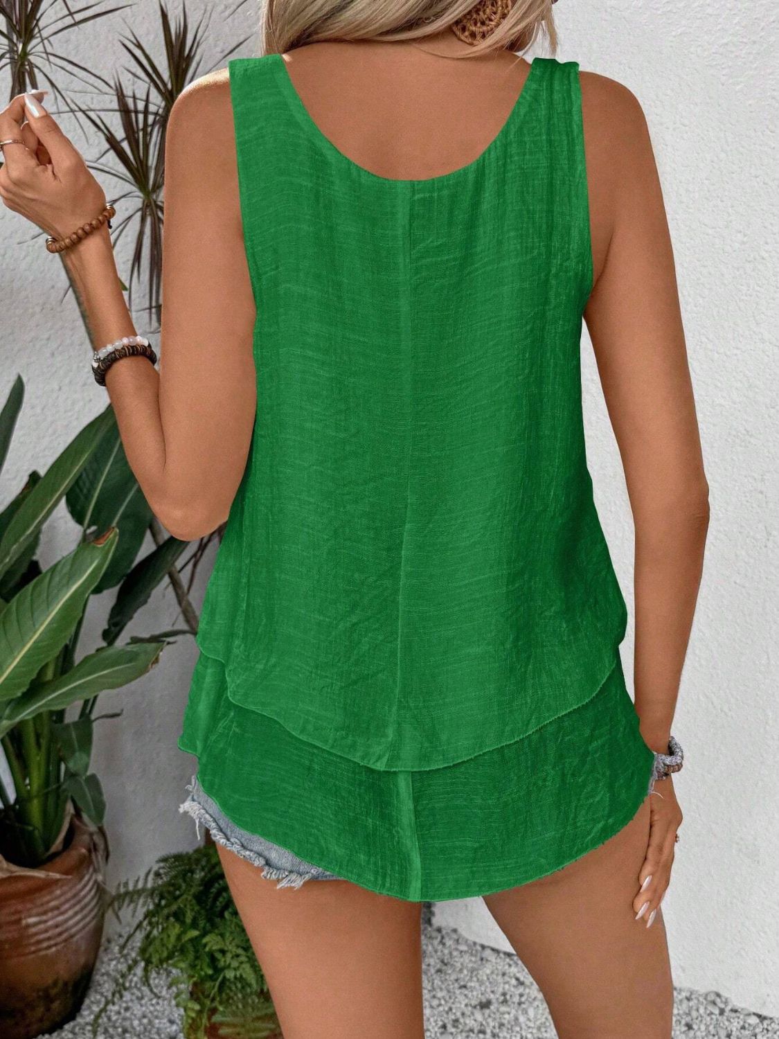 Layered Scoop Neck Wide Strap Tank - Classique Collection