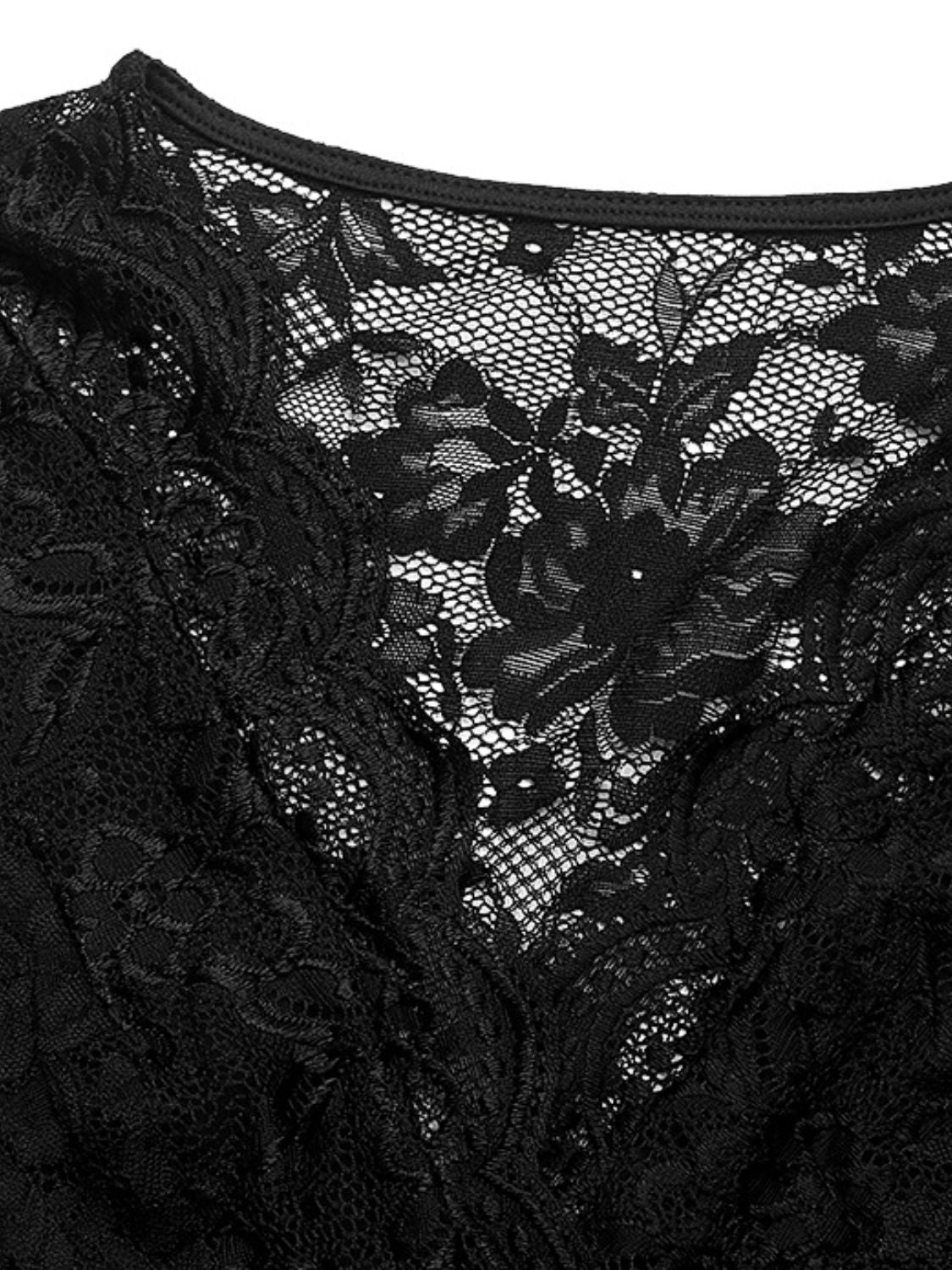 Perfee Lace V-Neck Cap Sleeve Bodysuit - Classique Collection