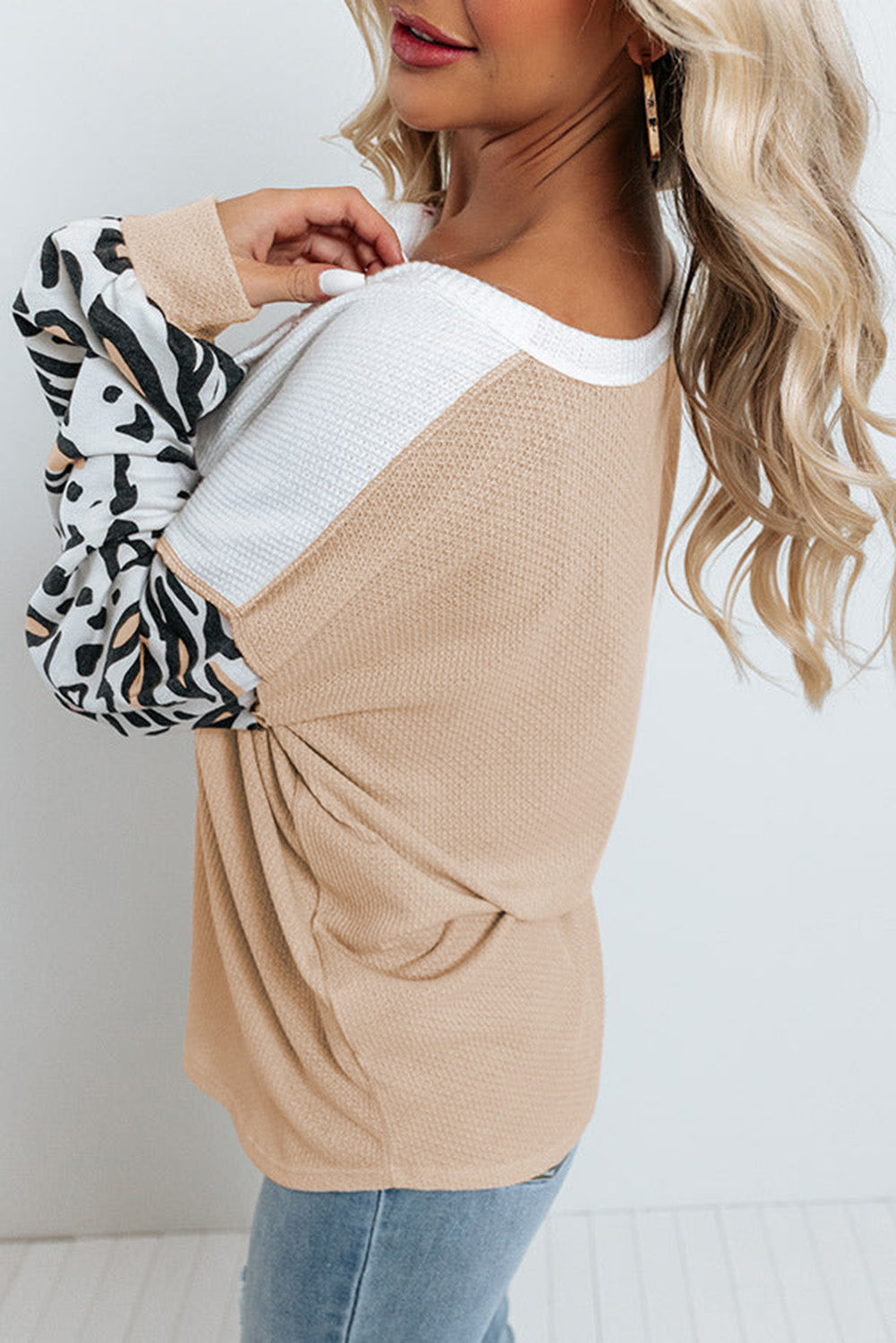 Leopard Color Block Buttoned Top - Classique Collection