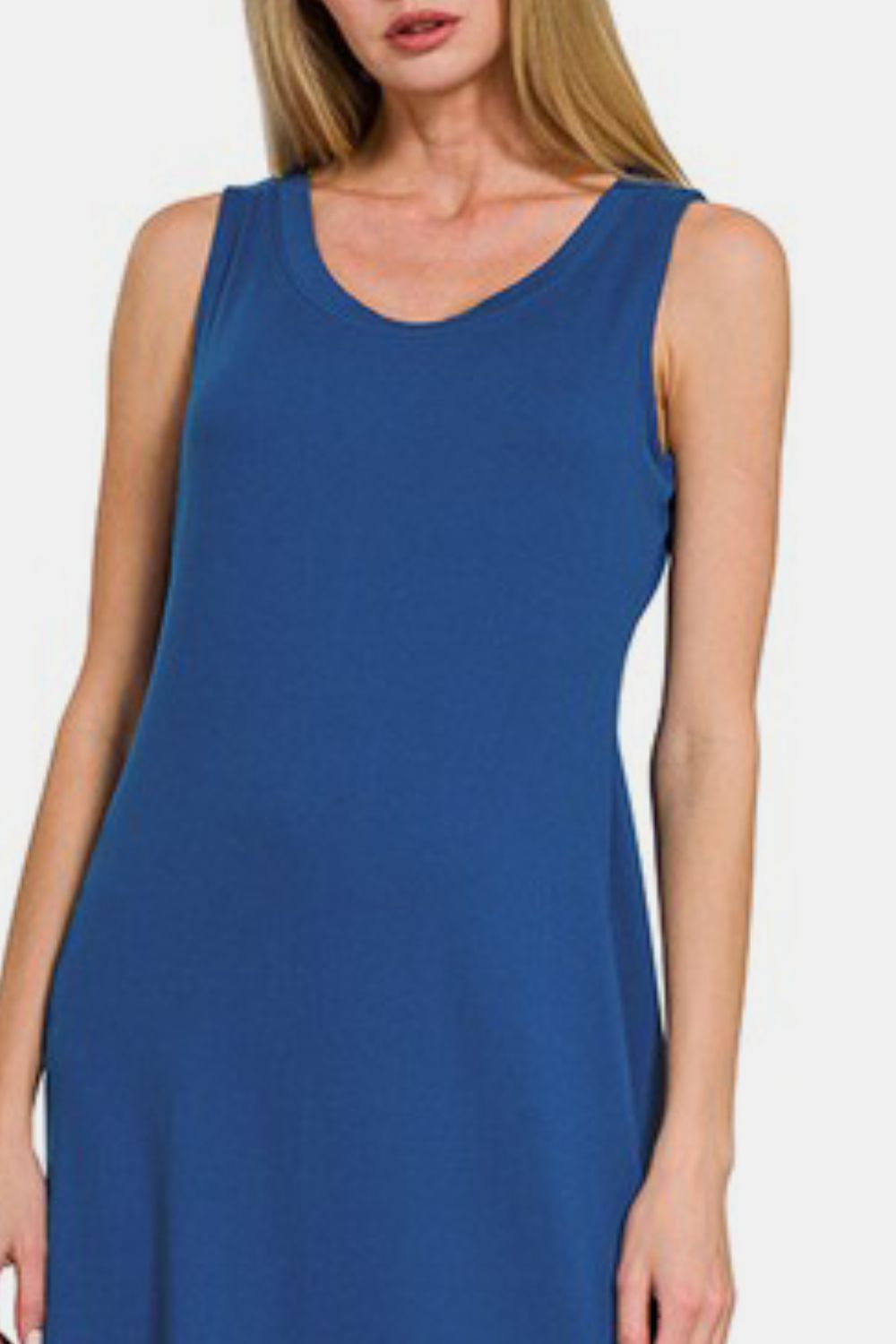Zenana Scoop Neck Wide Strap Tank Dress - Classique Collection