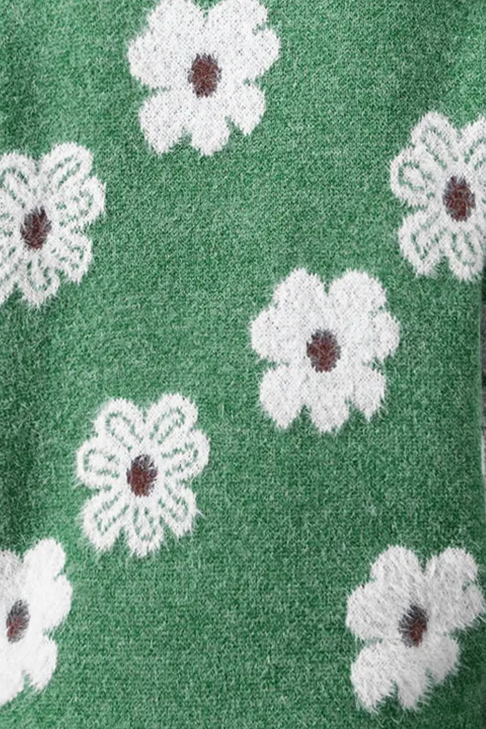 Flower Half Zip Long Sleeve Sweater - ClassiQ