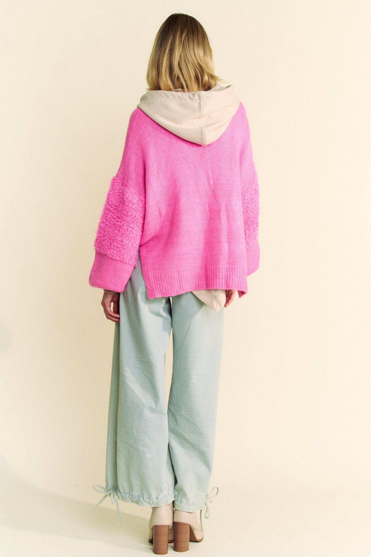 Davi & Dani Side Slit Open Front Long Sleeve Cardigan - Classique Collection