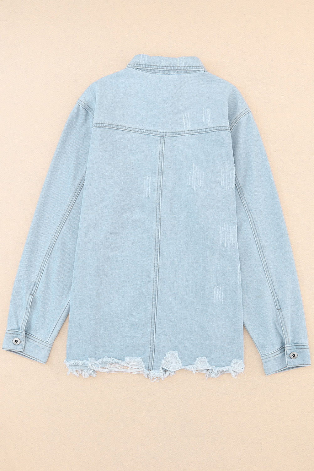 Flap Pocket Raw Hem Denim Jacket - Classique Collection