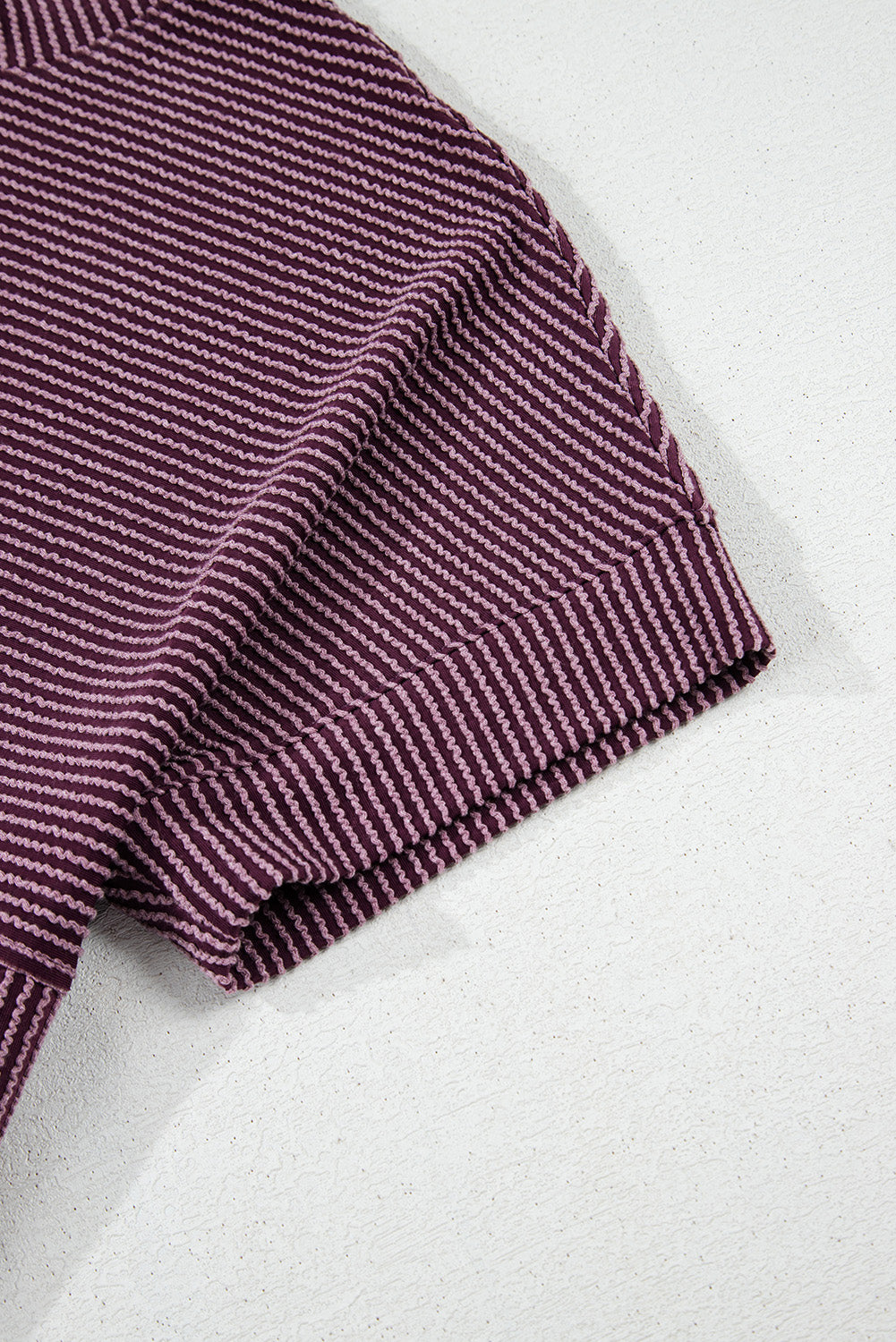 Corded Knit Mock Neck Short Sleeve T Shirt - Classique Collection