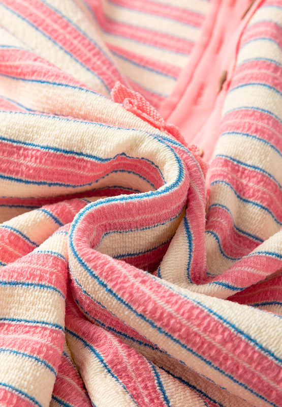 Striped Johnny Collar Long Sleeve Sweatshirt - Classique Collection