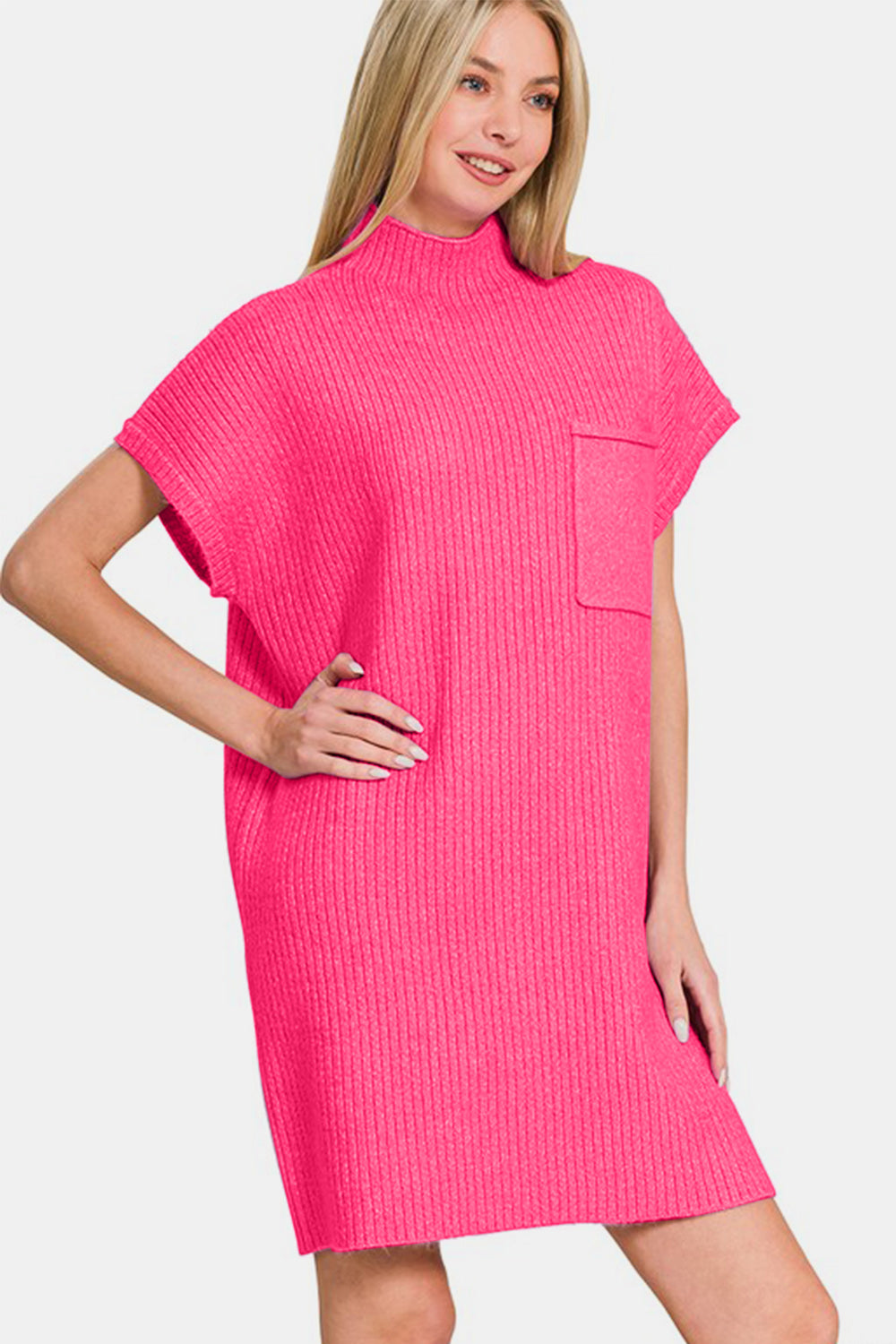 Zenana Short Sleeve Sweater Mini Dress - Classique Collection